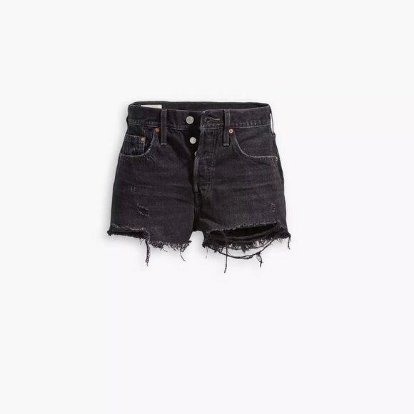 Levi's 501 Black Denim Cutoff Shorts - Picture 2 of 8